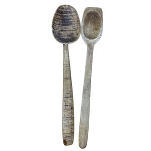 Vintage Handmade Wooden Spoons Primitive Kitchen Rustic Farmhouse Decor Lot of 2